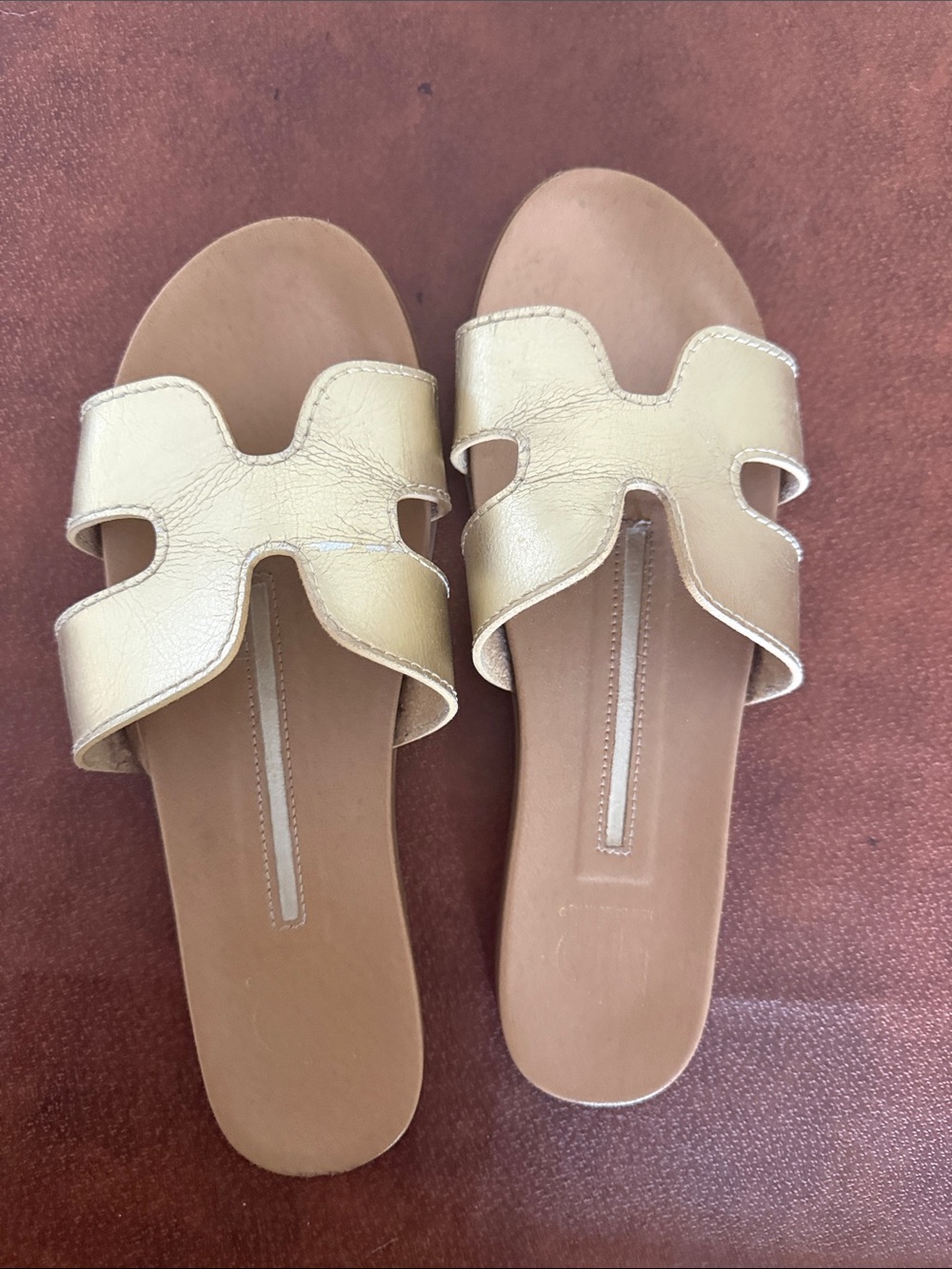 new directions Metallic Gold Slide Sandals